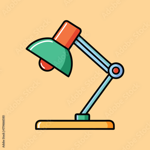 Illustration of a colorful adjustable desk lamp against a light orange background