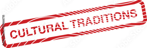 Bold red stripe frame highlights the phrase 'Cultural Traditions' against a clean white background