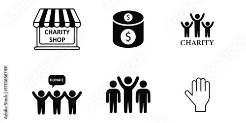 Charity and donation icons for social causes