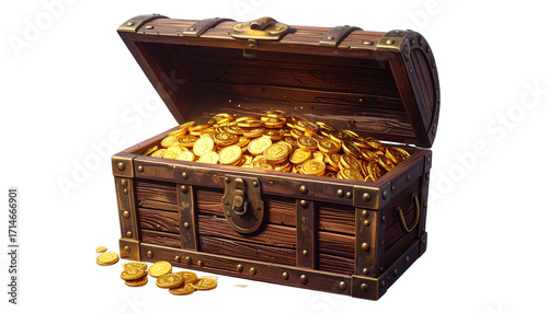 Treasure PNG, Transparent Background, Treasure Chest Illustration, Gold Coins, Pirate Treasure Box, Hidden Riches, Ocean Treasure, Jewel Chest, Fantasy Treasure Art, Old Wooden Chest