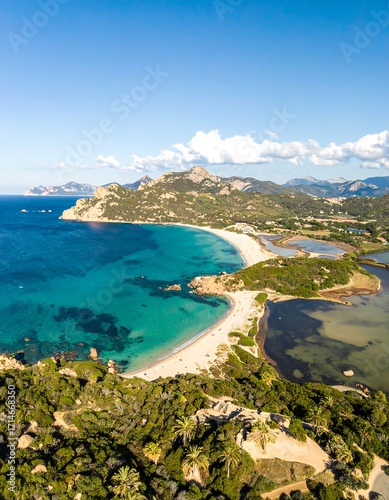Fototapeta Naklejka Na Ścianę i Meble -  Panoramic beach view from high altitude