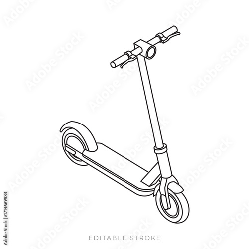 Electric Scooter Isometric Vector Outline Personal Mobility Illustration