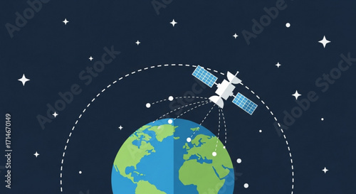 Satellite communication network orbiting earth for global internet and data transmission service