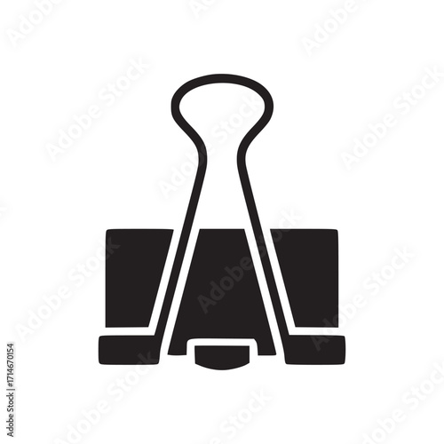 Illustration of a black binder clip the binder clip is depicted in a simple, minimalist style, making it ideal for use in icons, logos, and other design projects its clean lines and bold color make it