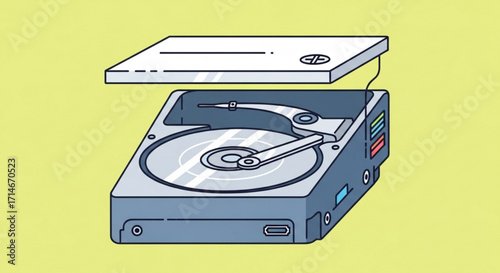 Hard disk drive hdd vector illustration computer data storage device technology component hardware electronics 100gb
