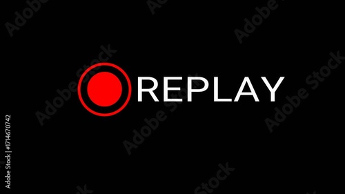 Replay sign icon A vibrant animated replay button glows for a live stream video player interface to instantly watch the content again
