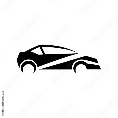 Abstract car silhouette logo in minimal geometric design for automotive branding