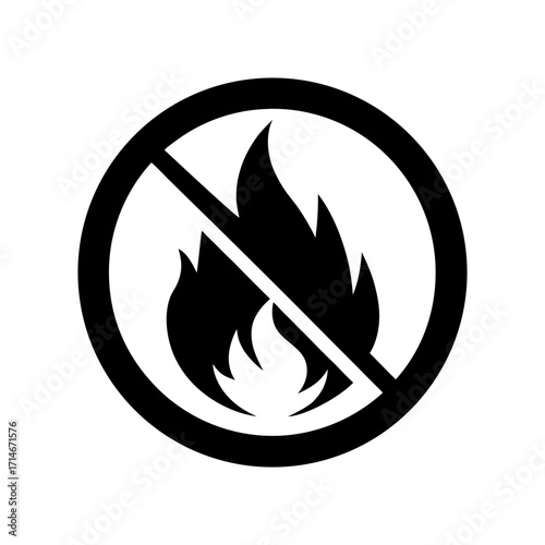 No fire prohibition sign vector icon silhouette for forest safety and prevention use