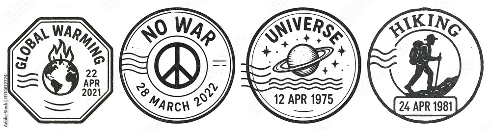 Obraz premium Vintage stamps promoting global peace