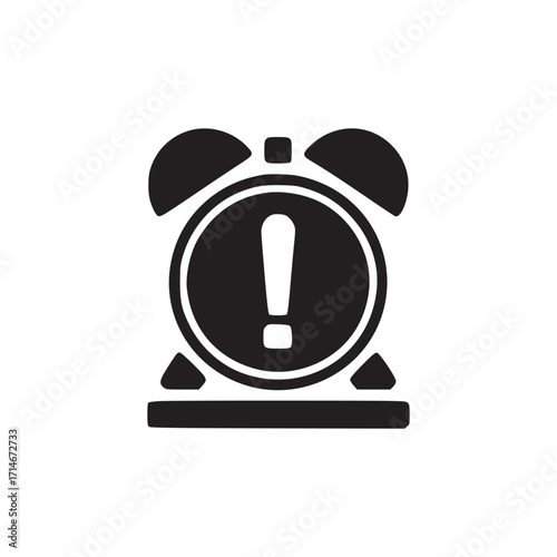Vector art of alarm clock with exclamation mark icon symbol of urgent notification, important reminder, or deadline minimalist design for user interface and graphic design projects