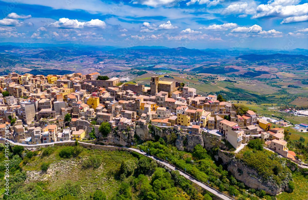 Obraz premium View of Calascibetta, in the Province of Enna, Sicily, Italy