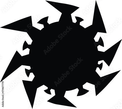 Abstract Black and White Geometric Sunburst Design Element