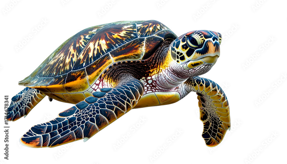 Fototapeta premium Turtle PNG, Transparent Background, Sea Turtle, Ocean Animal, Aquatic Creature, Green Turtle, Marine Life, Swimming Turtle Illustration, Underwater Wildlife