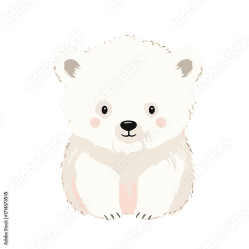 polar bear cub, cute polar bear, cartoon polar bear, whimsical bear, baby bear, white bear, adorable bear, kawaii bear, little bear, funny bear, playful bear, arctic animal, winter animal, wildlife be