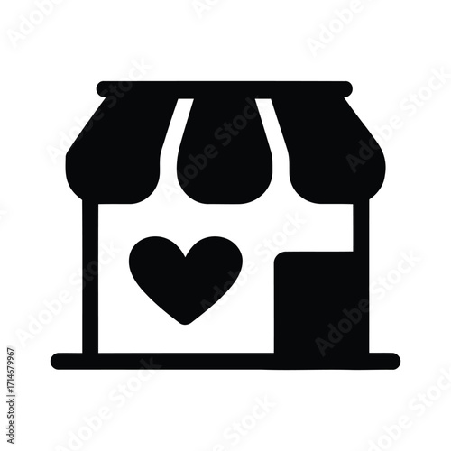 storefront with a heart symbol