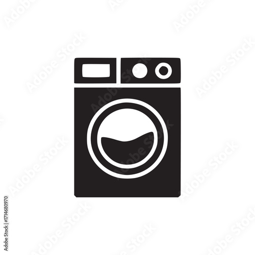 Illustration of a washing machine this minimalist design showcases a modern laundry appliance, perfect for representing household chores, laundry services, or appliance sales and services
