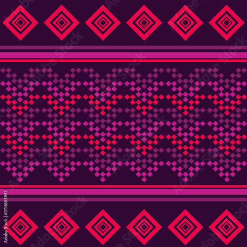 Ethnic zigzag deep purple dramatic pattern seamless poster art