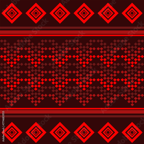 Ethnic zigzag dark brown earthy powerful pattern seamless poster art