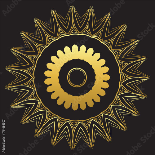 mandala design golden colour background black mixed colour