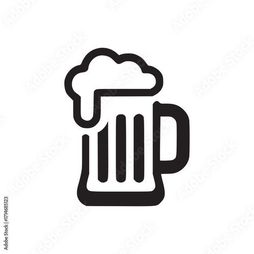 Illustration of a beer mug with foam, ideal for pub promotions, brewery branding, or oktoberfest designs, symbolizing enjoyment and camaraderie