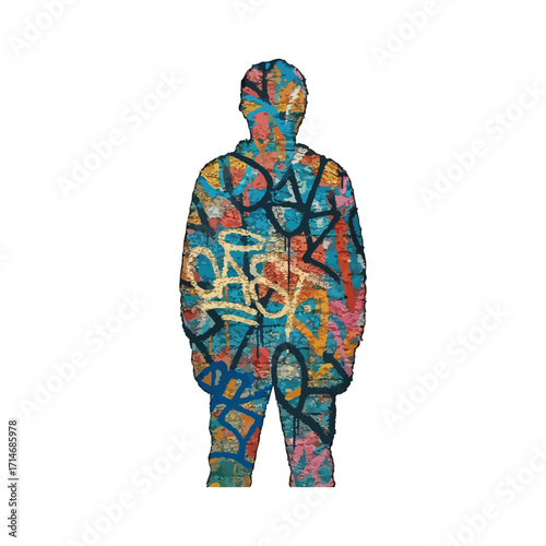 human Graffiti textures colorful vector ,streetwear human spray style art 