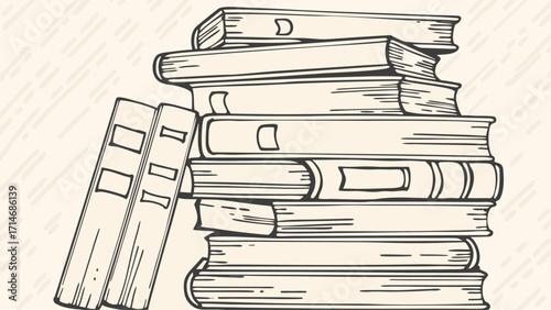 A stack of books with two books leaning on the side showcasing a collection of reading material together