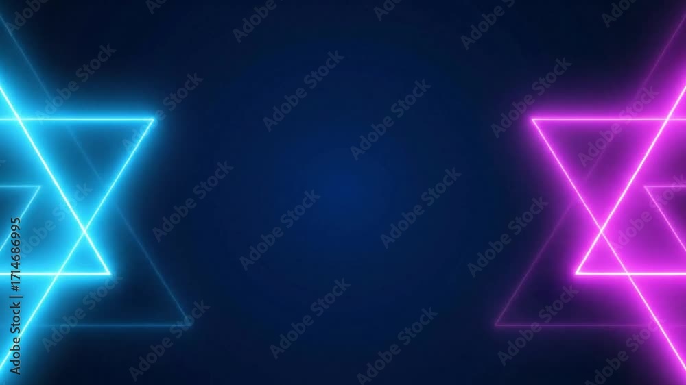 custom made wallpaper toronto digitalNeon triangle rotation animation video with blue and pink colors on dark background