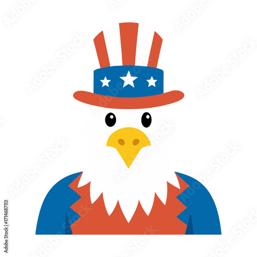 cartoon bald eagle with uncle sam hat vector art