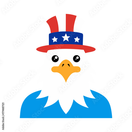 cartoon bald eagle with uncle sam hat vector art