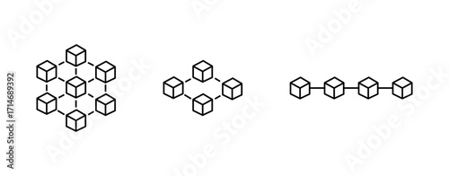 Blockchain icon set. crypto currency work process icon set. crypto currency block chain png and vector illustration on transparent background.