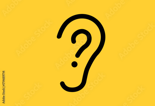 Ear problem and question mark concept illustration