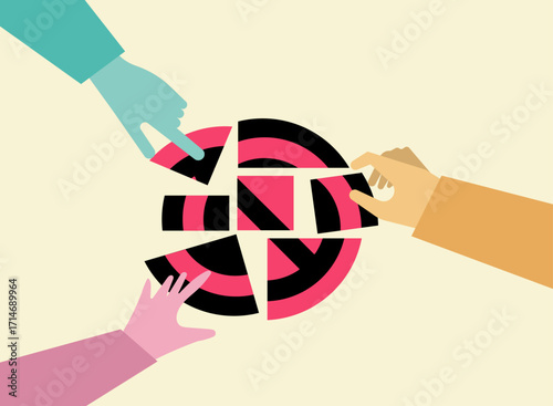 Arranging error circle as puzzle pieces, concept illustration