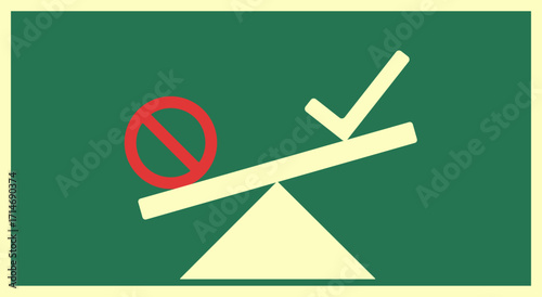 Right wrong balance, ethical and moral concept illustration