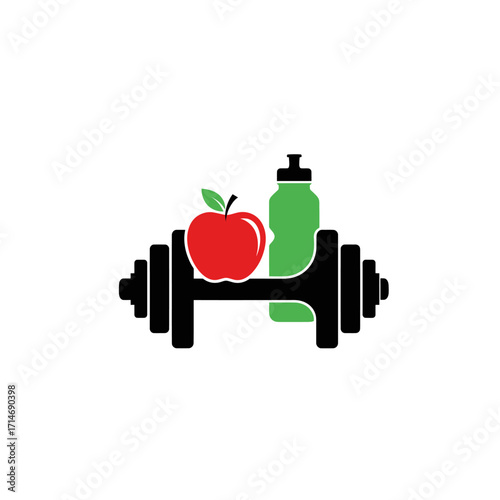 barbell drink fitness apple bottle healthy exercise 