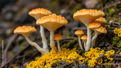 Coral mushrooms (Artomyces pyxidatus) grow in nature