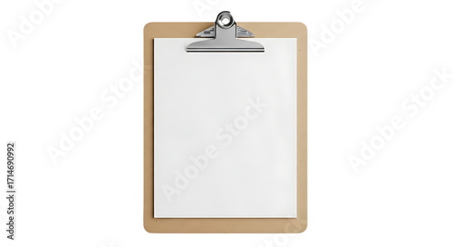 Professional clipboard with blank white paper ready for your important notes and business ideas