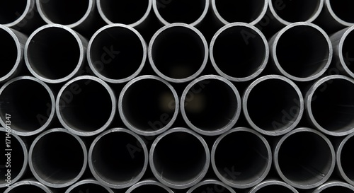 Stack of Industrial PVC Pipes: Construction and Plumbing Materials