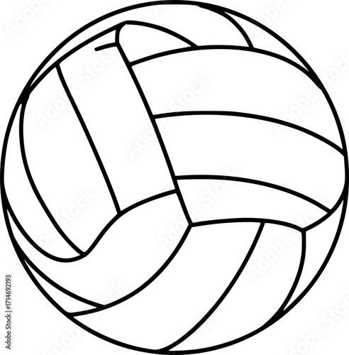 a black and white volleyball, line art, minimalist, clean lines