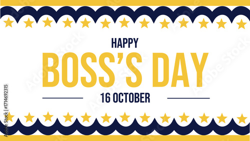 Happy Boss’s Day Minimal banner design with typography on the white backdrop illustration