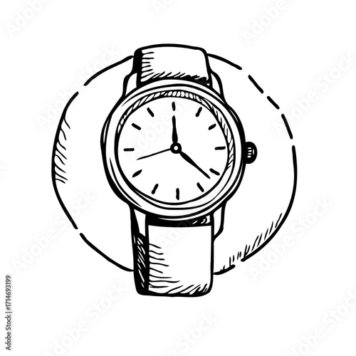 Elegant timepiece vector illustration showcases handcrafted appeal against a textured backdrop