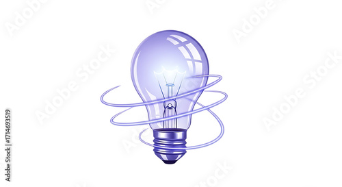 A light bulb with swirling lines isolated on transparent background