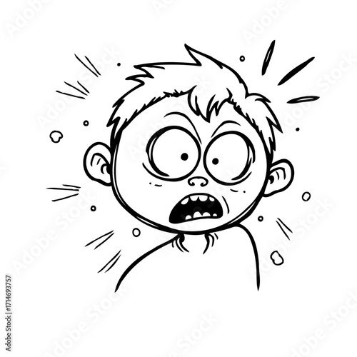 Expressive character experiences a sudden realization, revealing shock and surprise in a hand