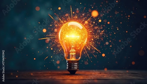 A lightbulb explodes into a myriad of interconnected ideas, symbolizing the birth of a groundbreaking concept and the innovative process , potential, lightbulb, concept