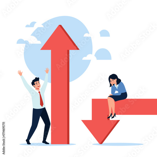The stark contrast between business success and failure is depicted visually.