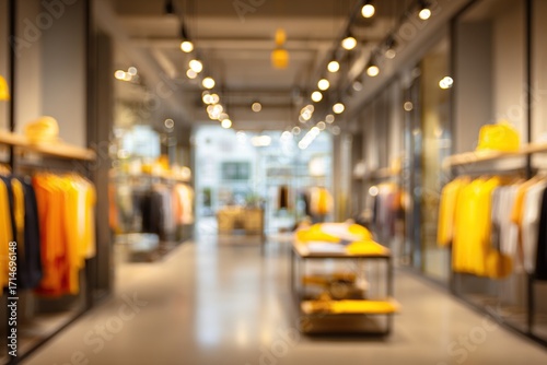 Wallpaper Mural Blurry image of inside clothing store with racks and lights. Torontodigital.ca