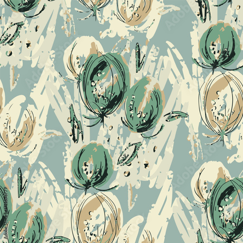 Classic Popular Flower Seamless pattern background - For easy making seamless pattern use it for filling any contours