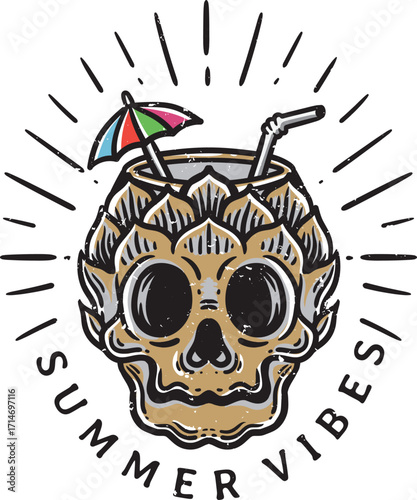 beach on skull illustration - hope illustration