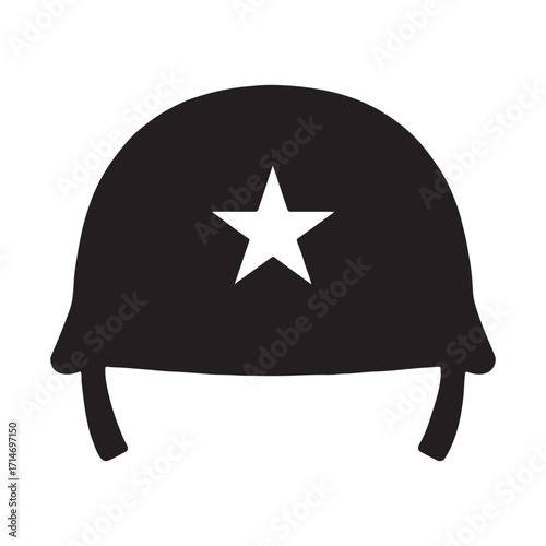 Vector art of silhouette of a military helmet, symbol of service