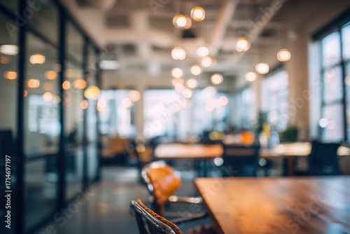 Wallpaper Mural Blurred modern office space with lights and seating areas. Torontodigital.ca