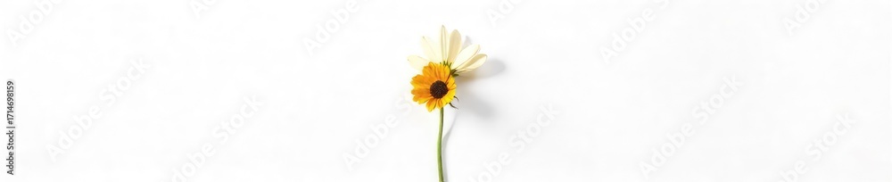 Fototapeta premium Wilted Flower Close-up Loneliness, Exhaustion, and Fragility Against White Background